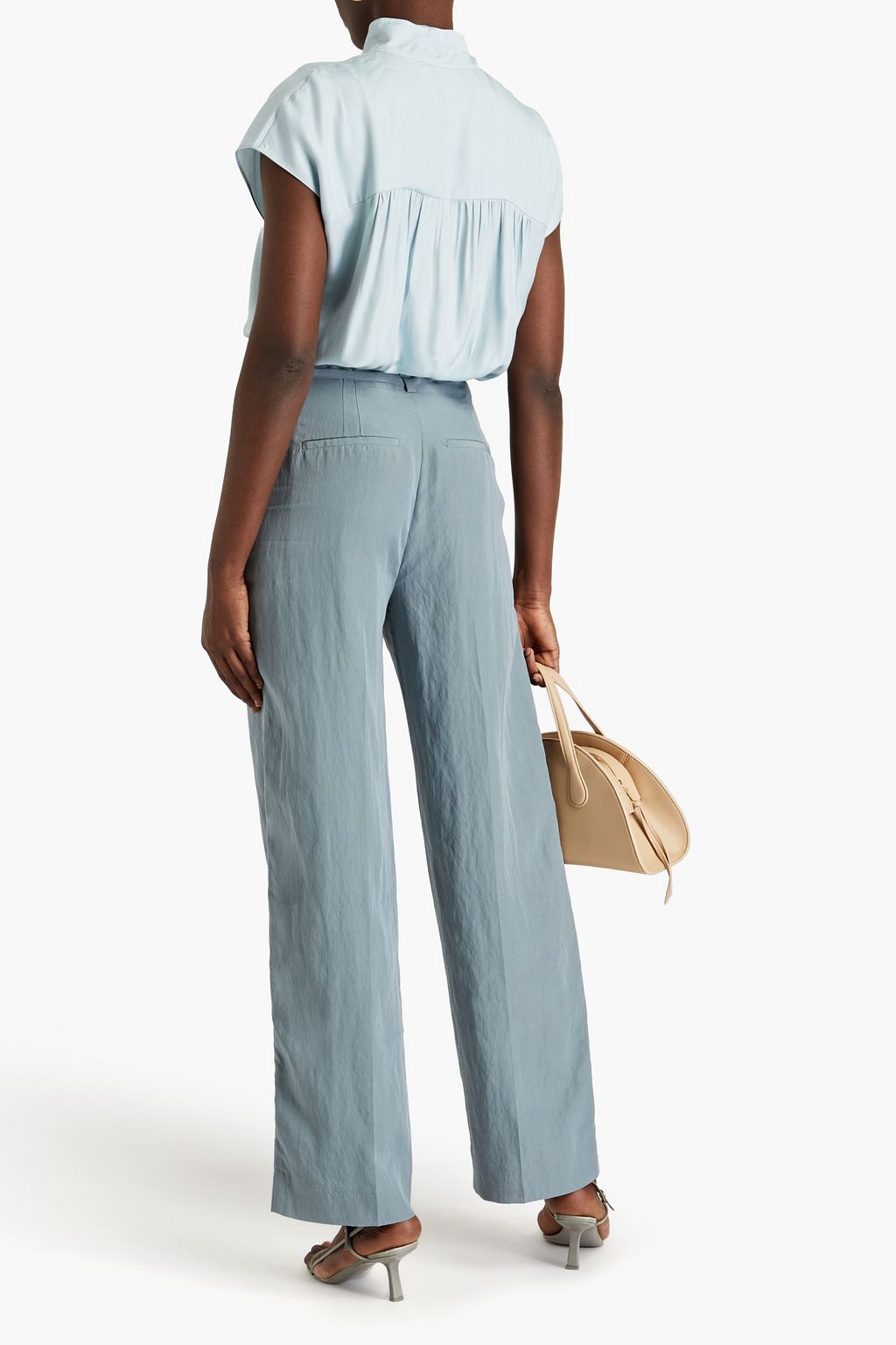 VINCE. Silk-blend twill top