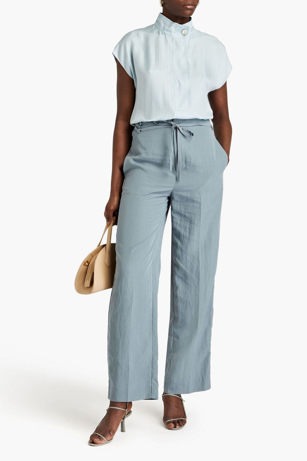 VINCE. Silk-blend twill top