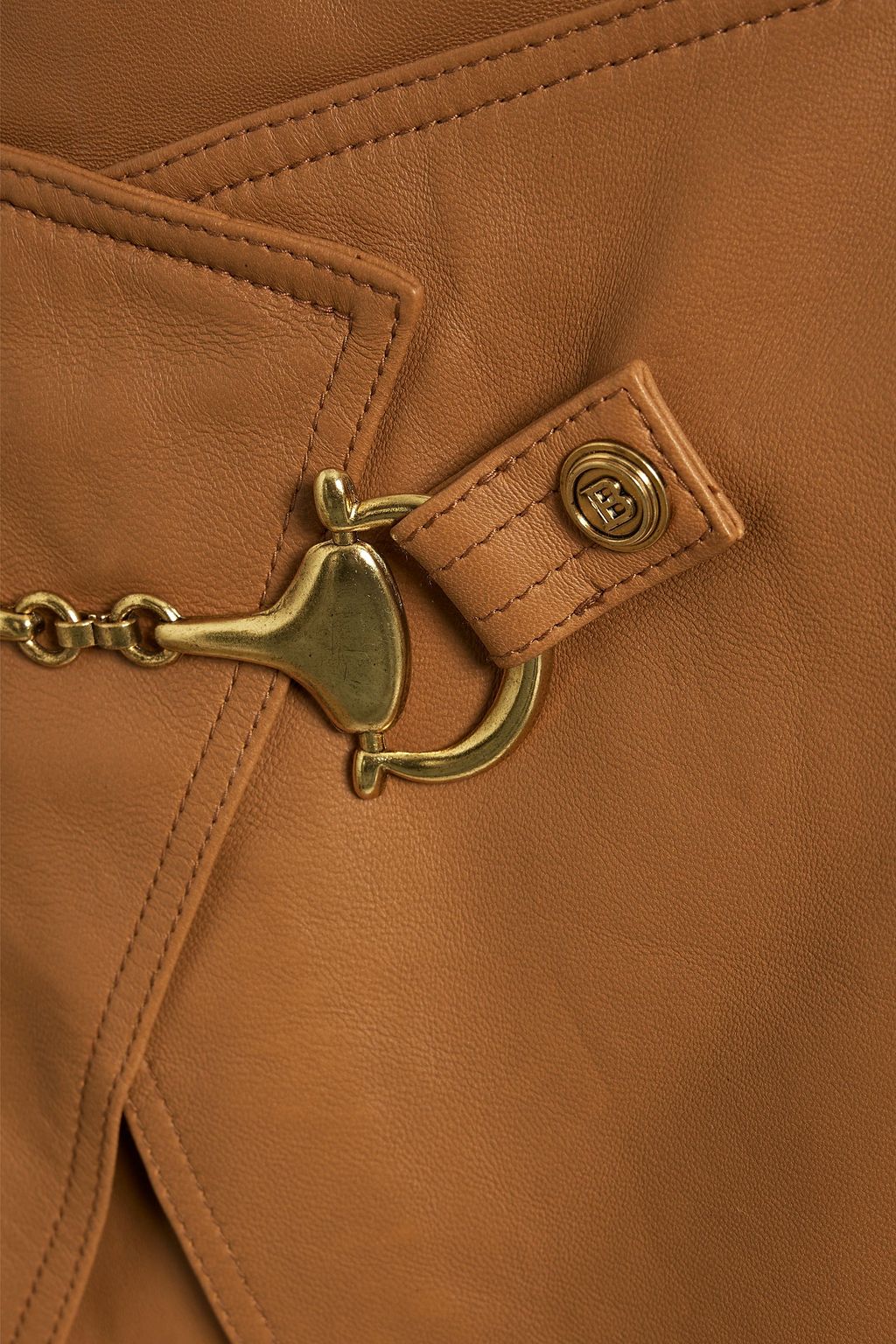 BALMAIN Layered leather mini skirt