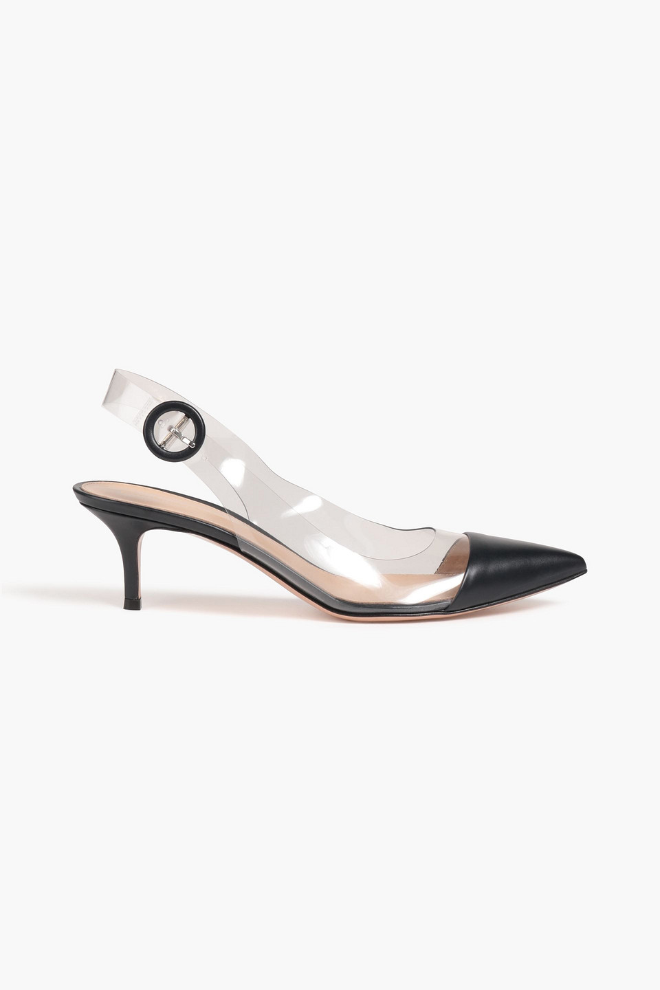 gianvito rossi - alice leather and pvc slingback pumps - blue - eu 35.5