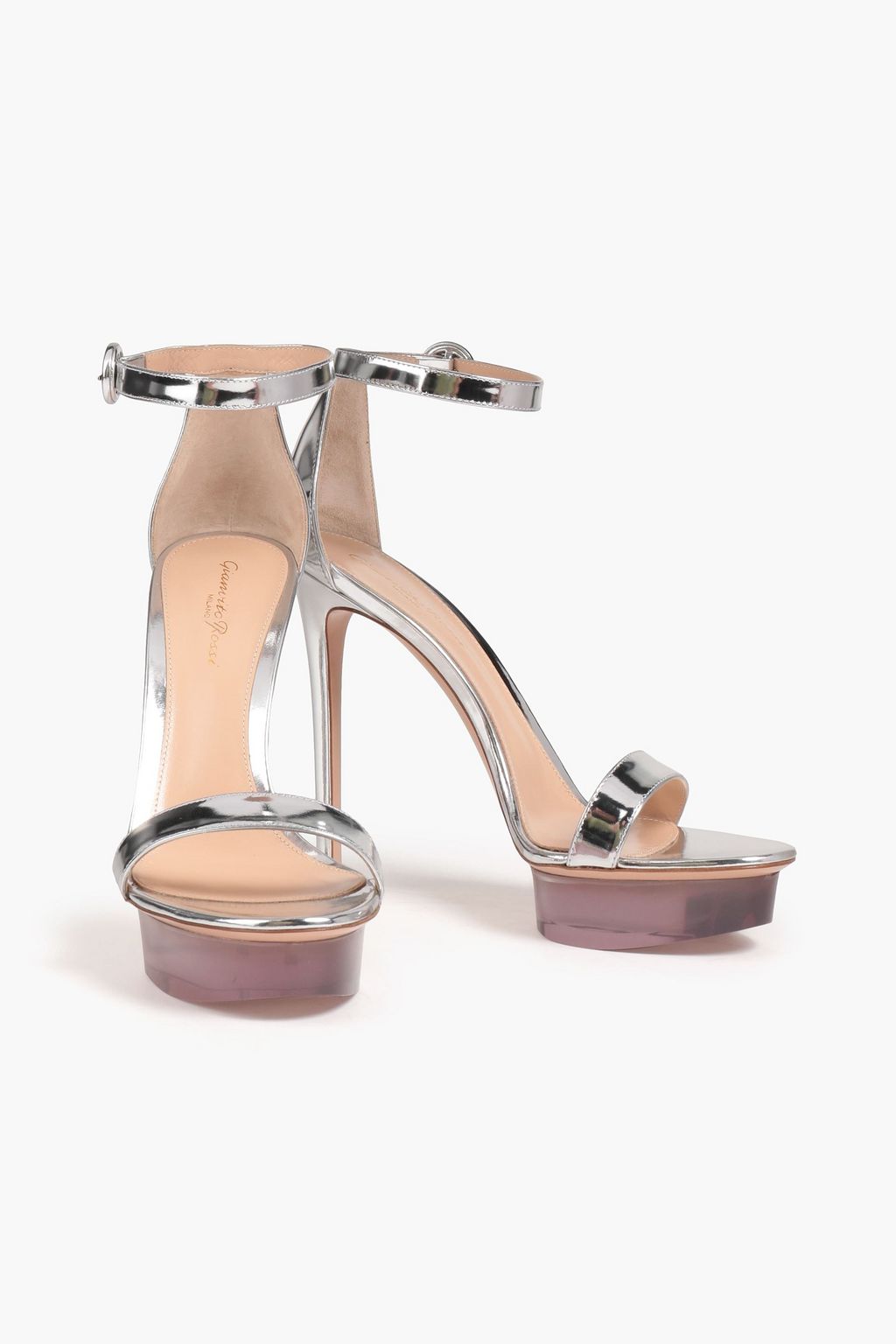 GIANVITO ROSSI Godiva mirrored-leather platform sandals