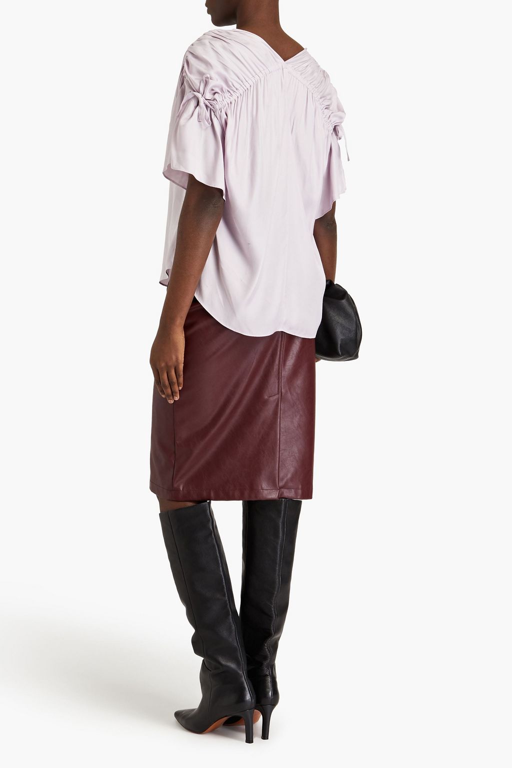 VINCE. Ruched silk-blend satin top