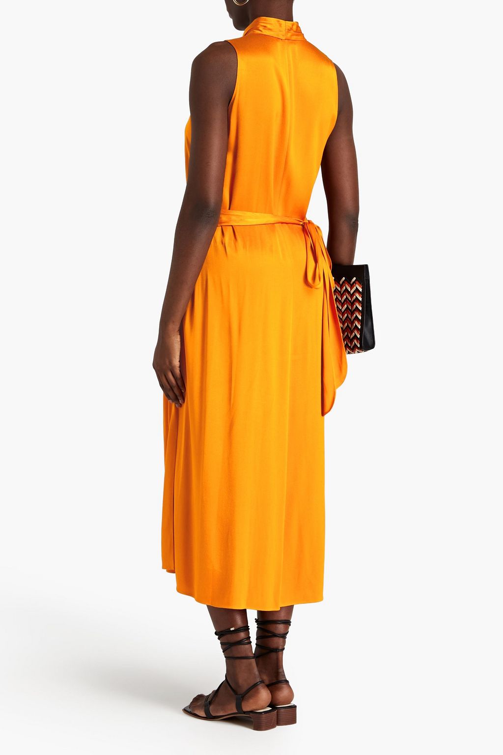 VINCE. Draped satin-crepe midi wrap dress