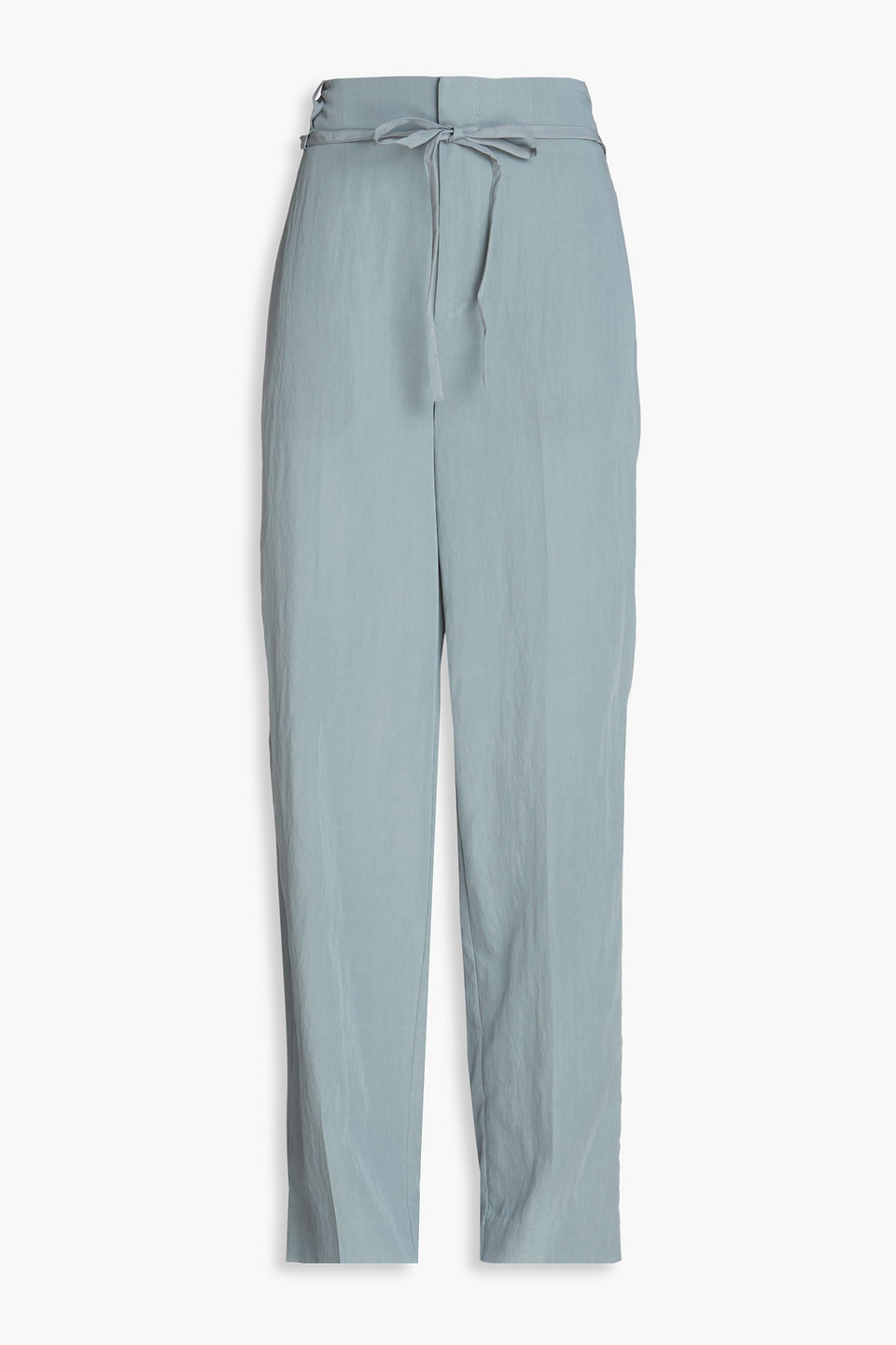 Vince Crinkled Tencel-blend Wide-leg Pants In Slate Blue