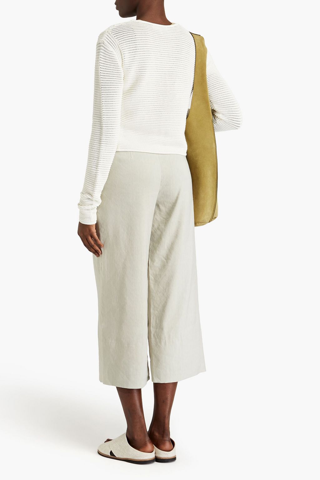 VINCE. Cropped linen-blend wide-leg pants