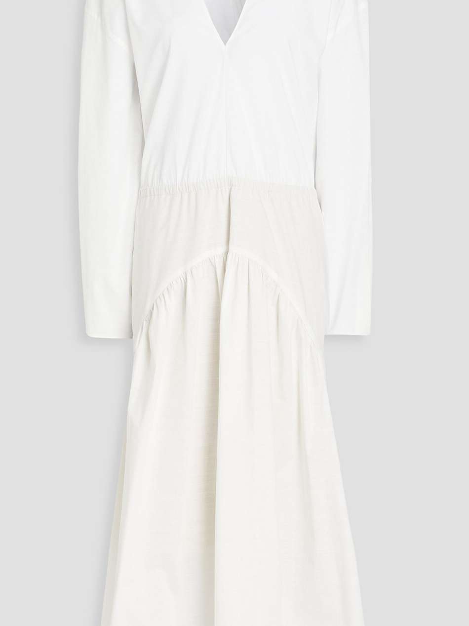 cutout slub cotton midi dress