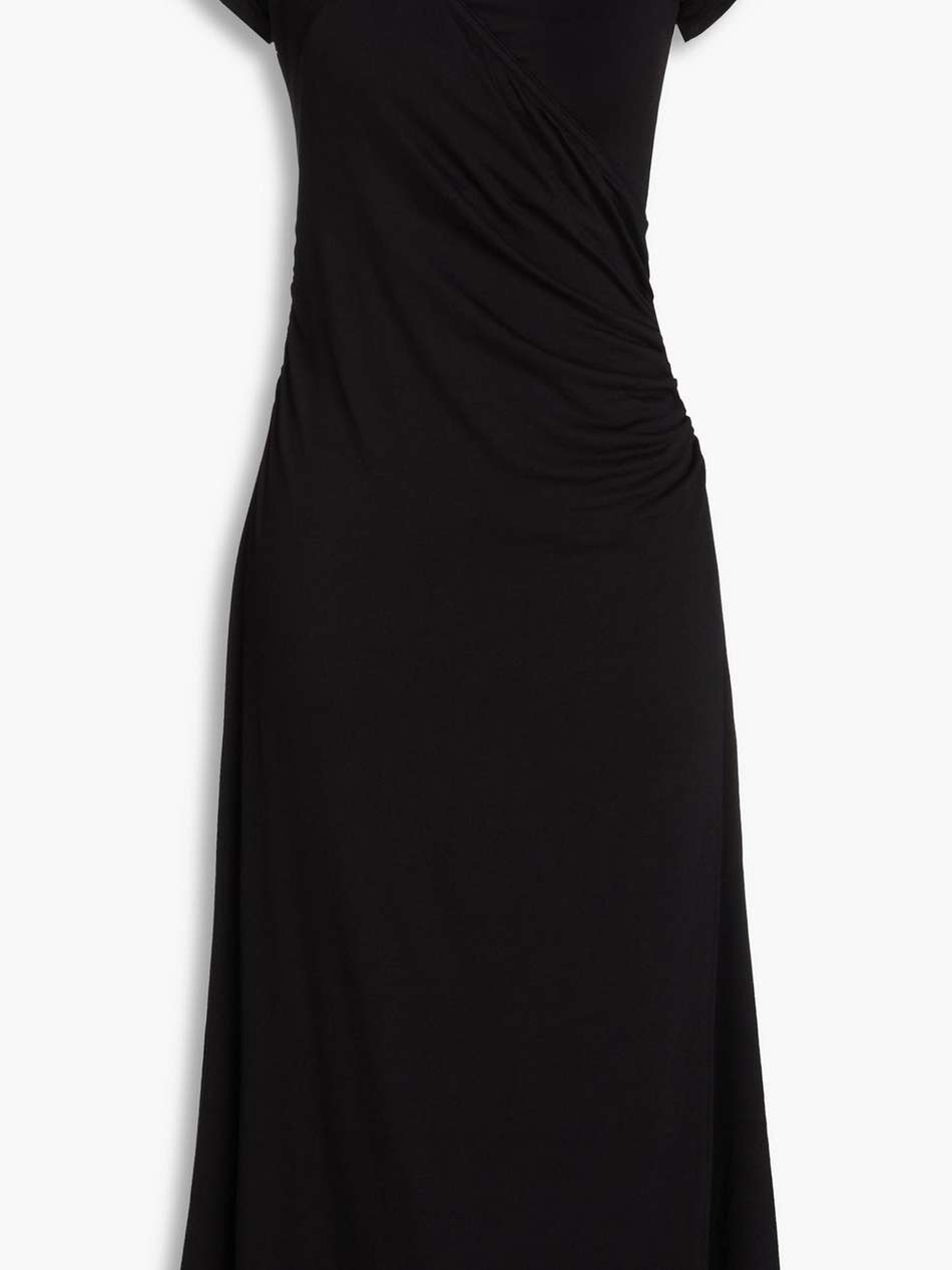 wrap-effect stretch-knit midi dress