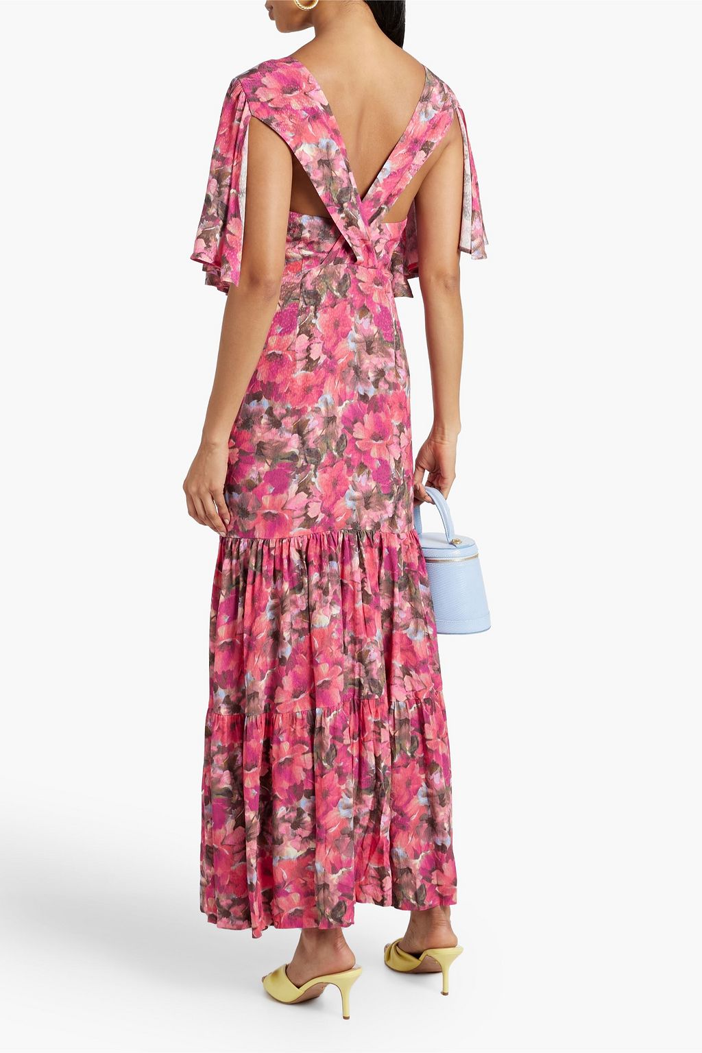 ROTATE BIRGER CHRISTENSEN Gathered floral-print jacquard maxi dress