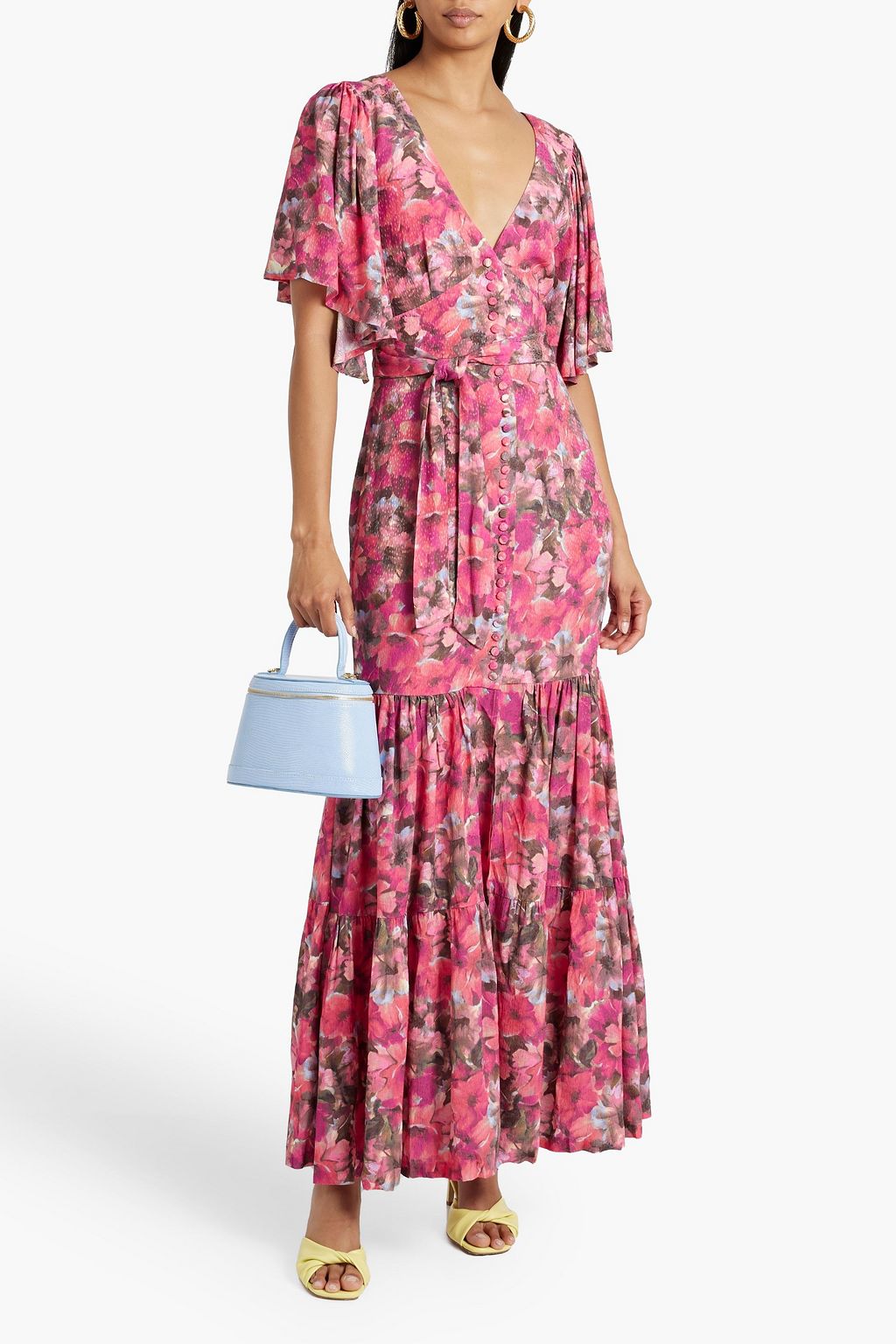 ROTATE BIRGER CHRISTENSEN Gathered floral-print jacquard maxi dress