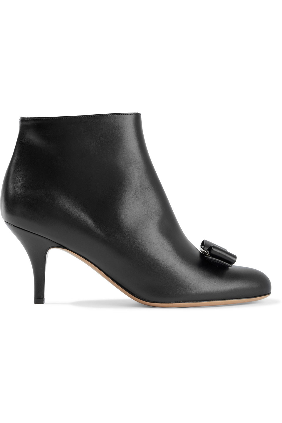 FERRAGAMO LONGI BOW-EMBELLISHED LEATHER ANKLE BOOTS