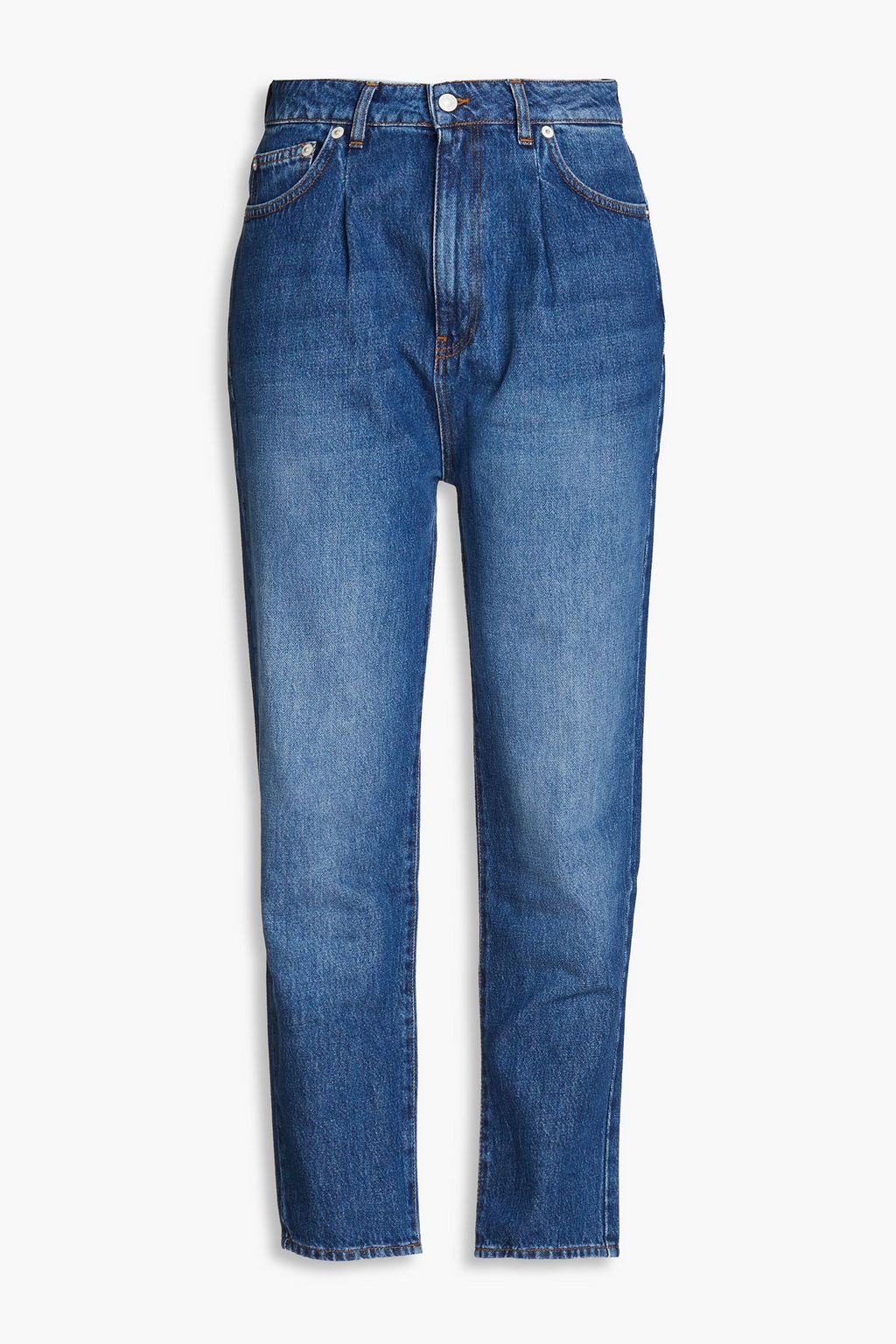 OFFICINE GÉNÉRALE Dana cropped faded high-rise tapered jeans | THE OUTNET