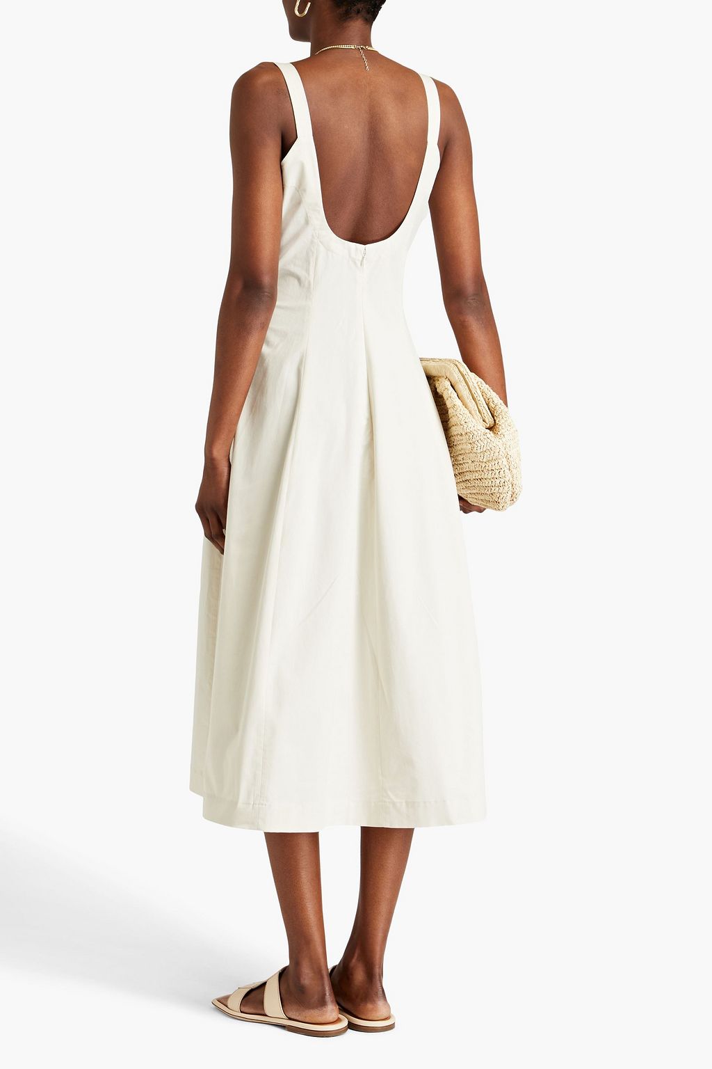 VINCE. Cotton-blend twill midi dress