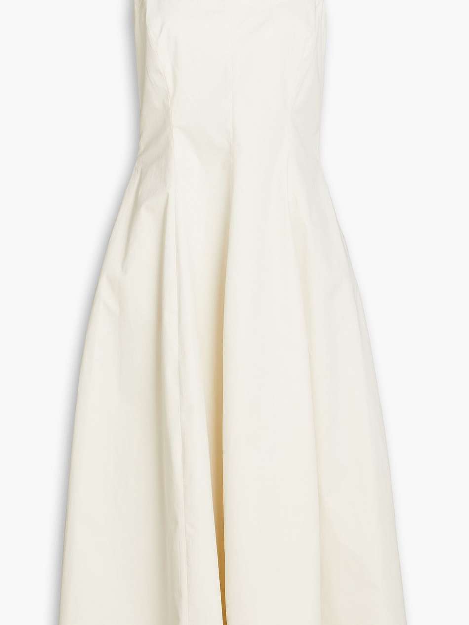 cotton-blend twill midi dress
