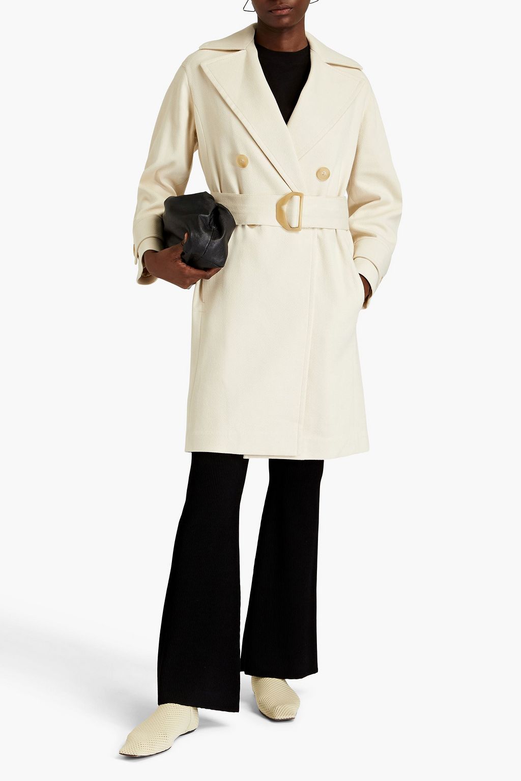VINCE. Double-breasted textured cotton-blend coat