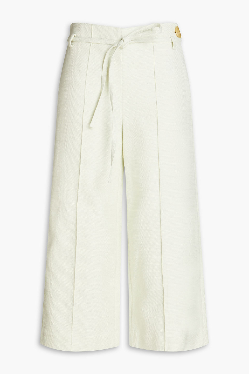 Shop Vince Cotton And Linen-blend Culottes In Light Green