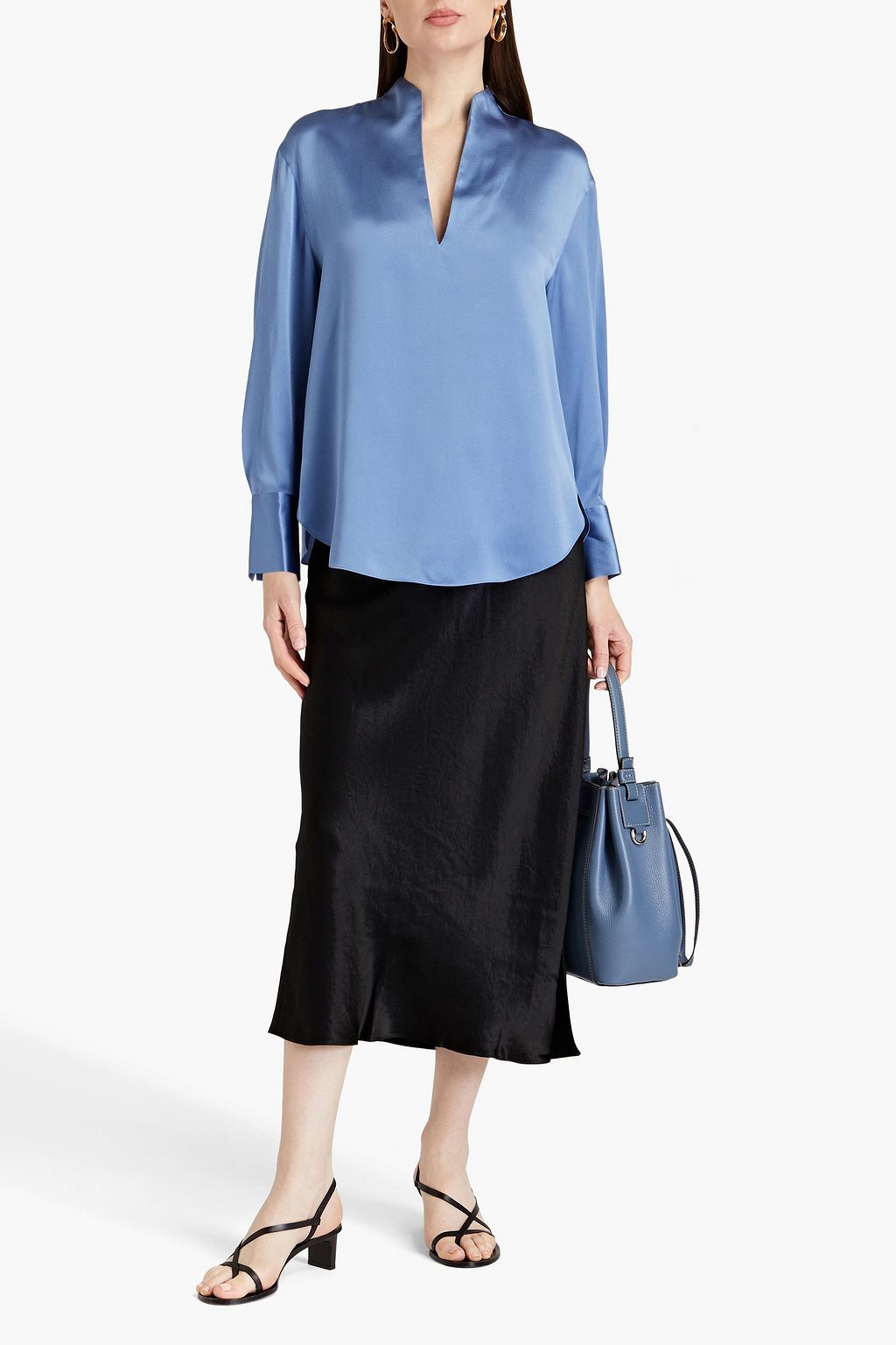VINCE. Silk-charmeuse top