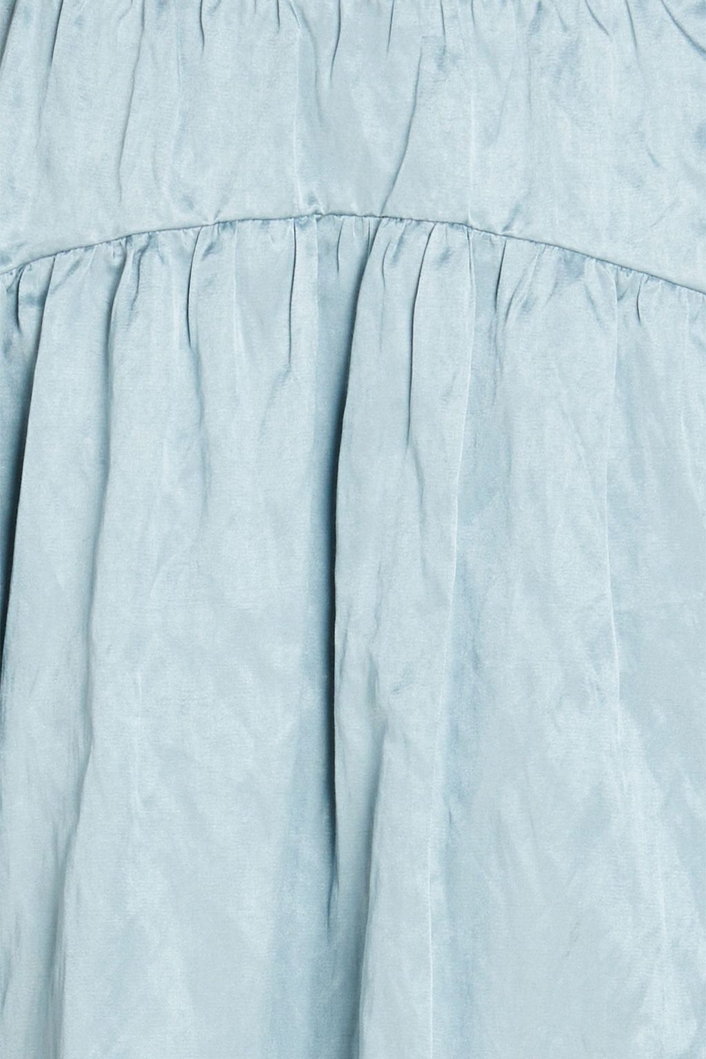 VINCE. Shirred gathered cotton-blend satin midi skirt