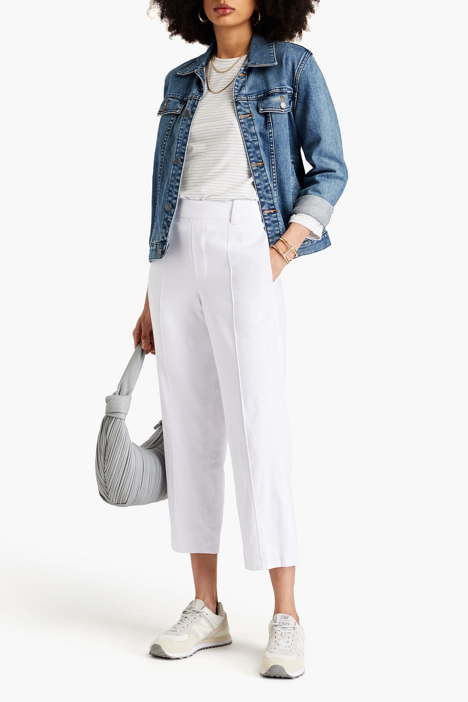Vince Cropped Karottenhose Aus Einer Leinenmischung In White
