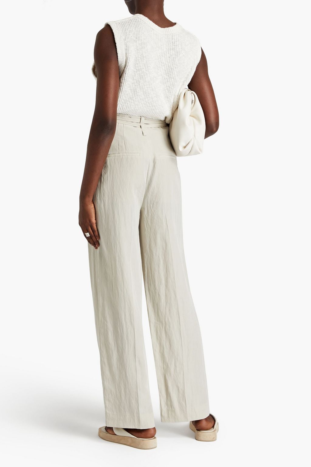 VINCE. Crinkled TENCEL™-blend wide-leg pants