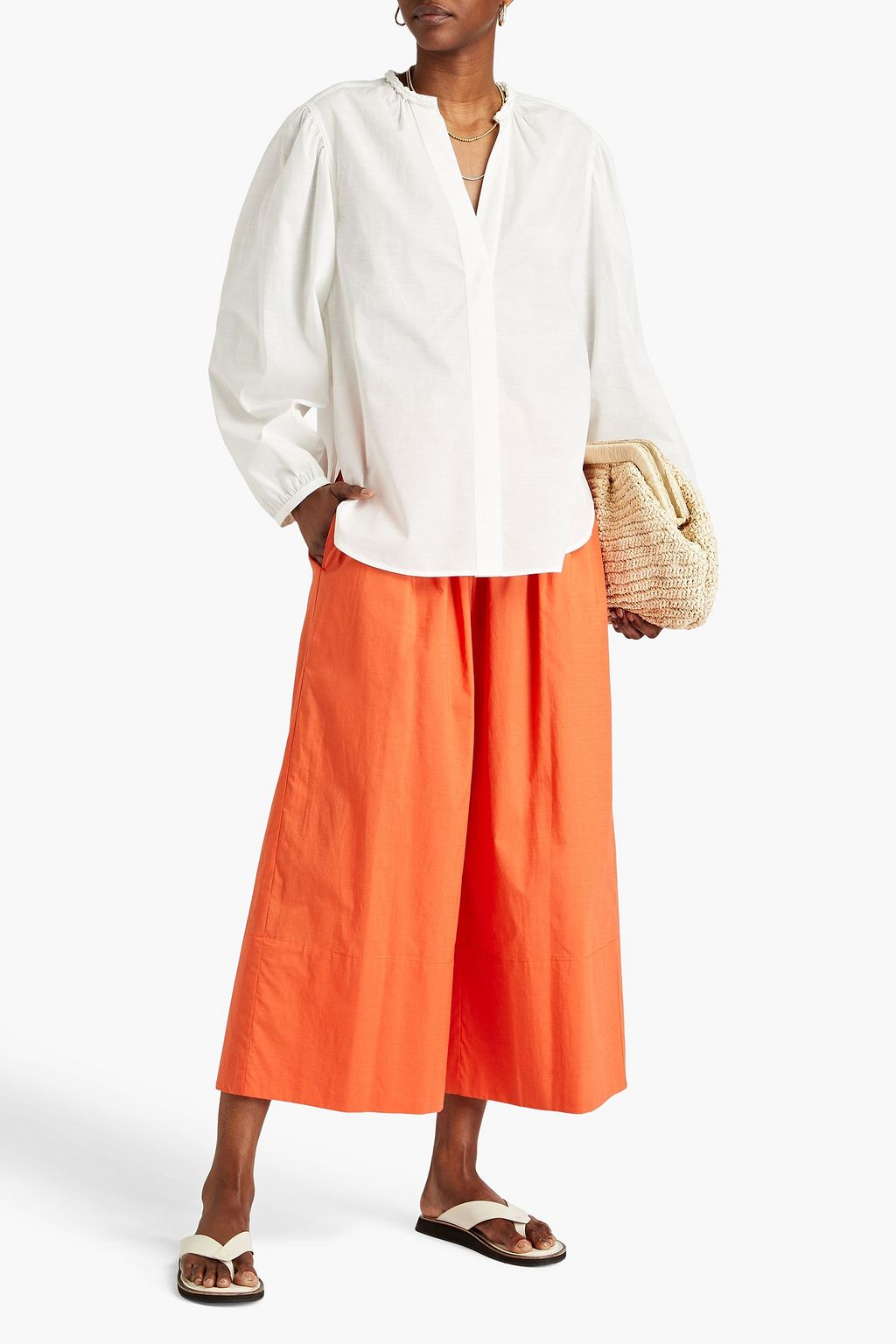 VINCE. Gathered cottonpoplin blouse THE