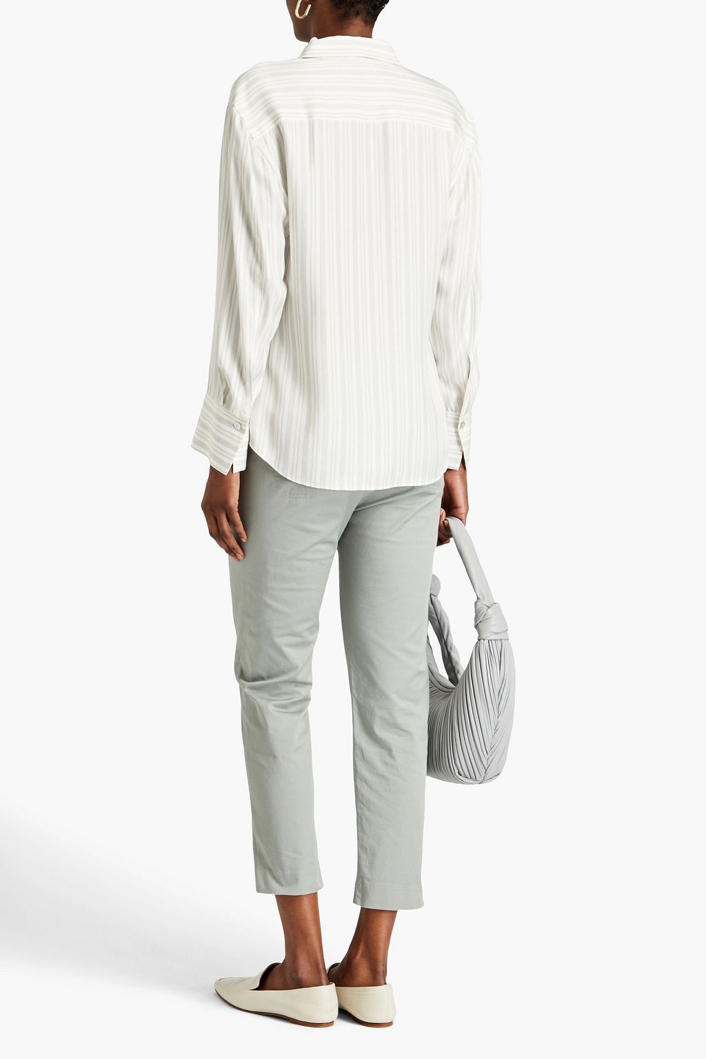 VINCE. Striped silk-blend twill shirt