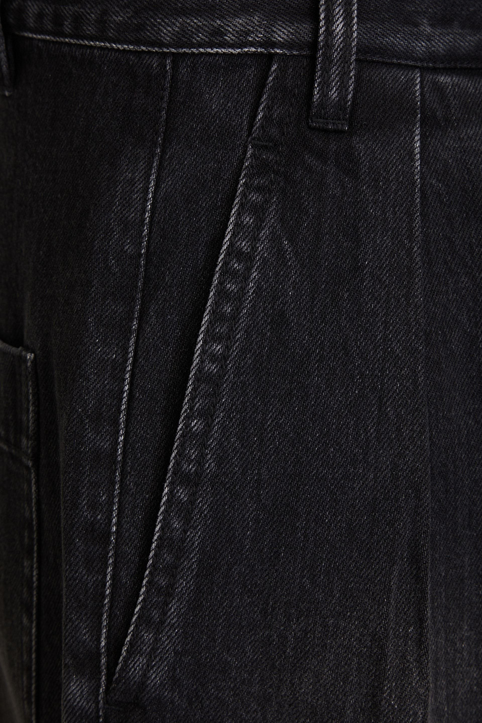 Tibi Pleated High-rise Wide-leg Jeans In Black