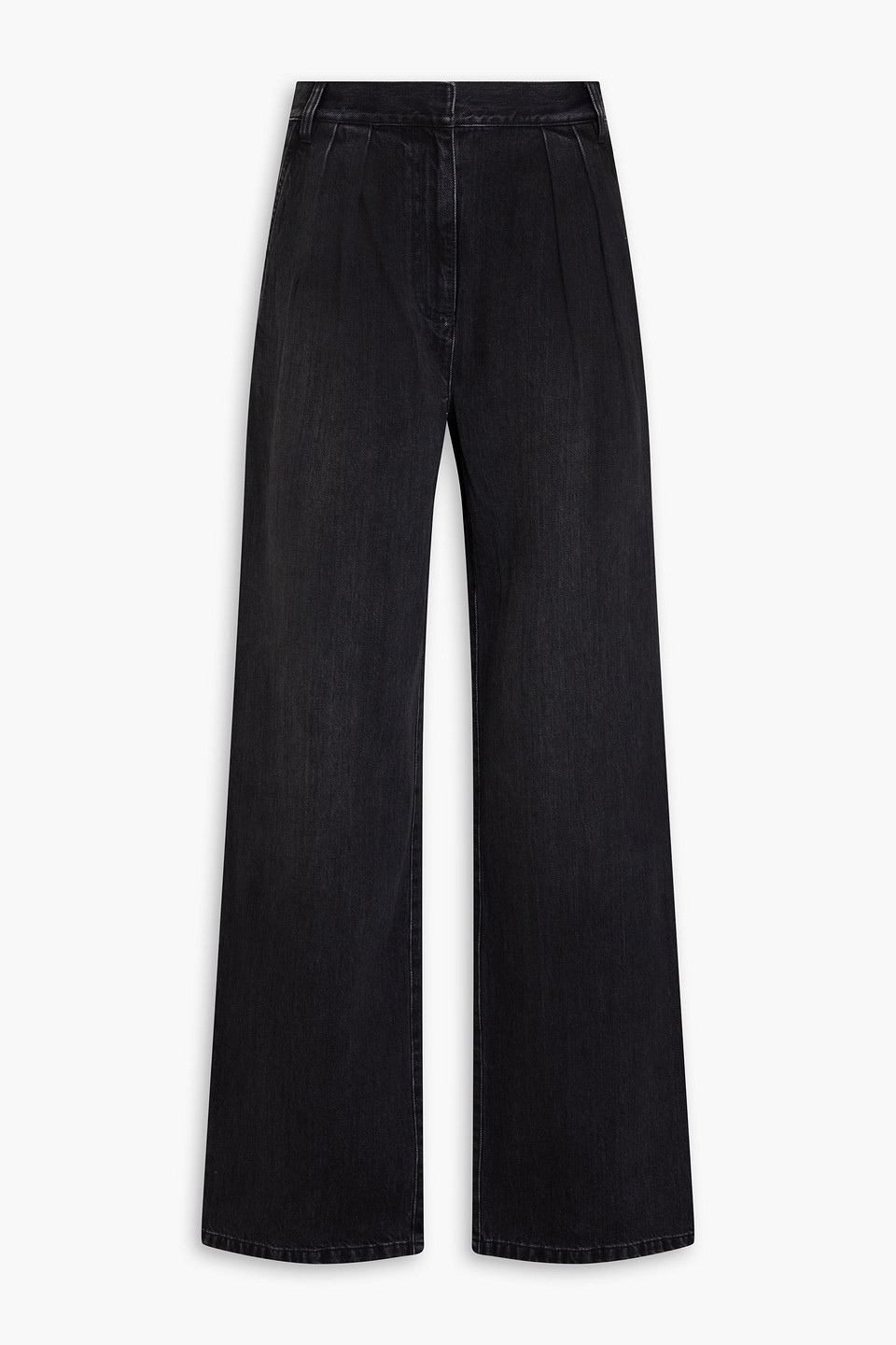 Tibi Pleated High-rise Wide-leg Jeans In Black