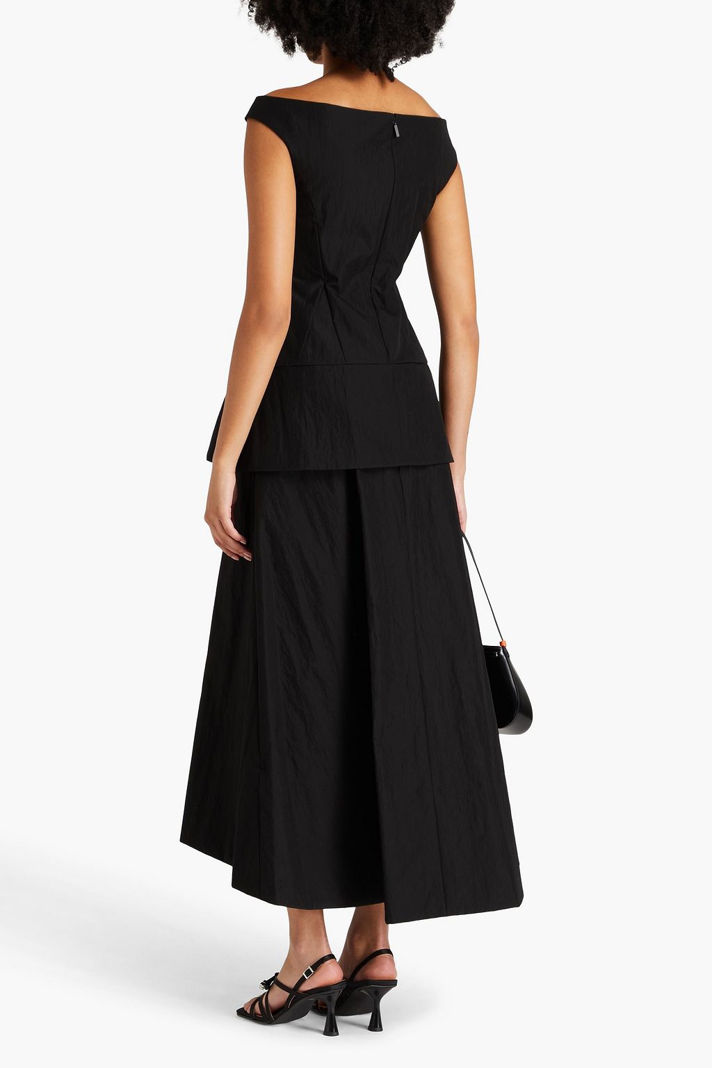 TIBI クレープ ペプラムトップス オフショルダー