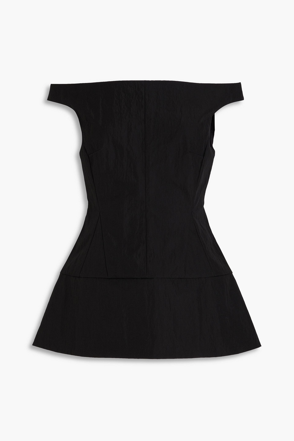 Tibi Off-the-shoulder Crepe Peplum Top In Black