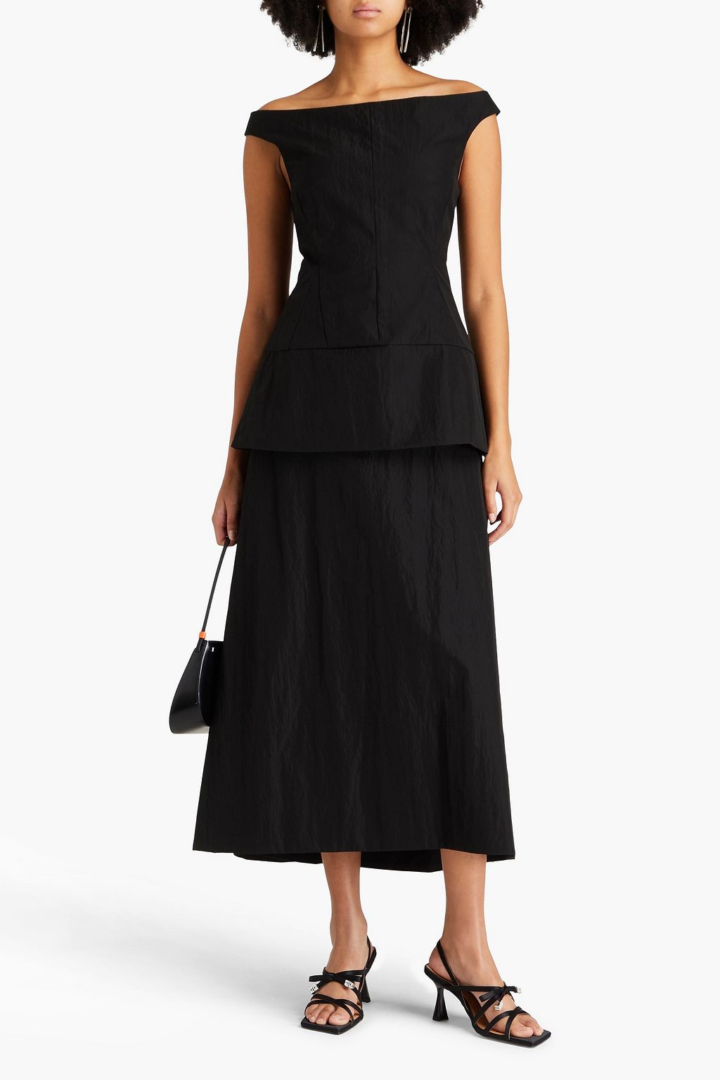 TIBI クレープ ペプラムトップス オフショルダー