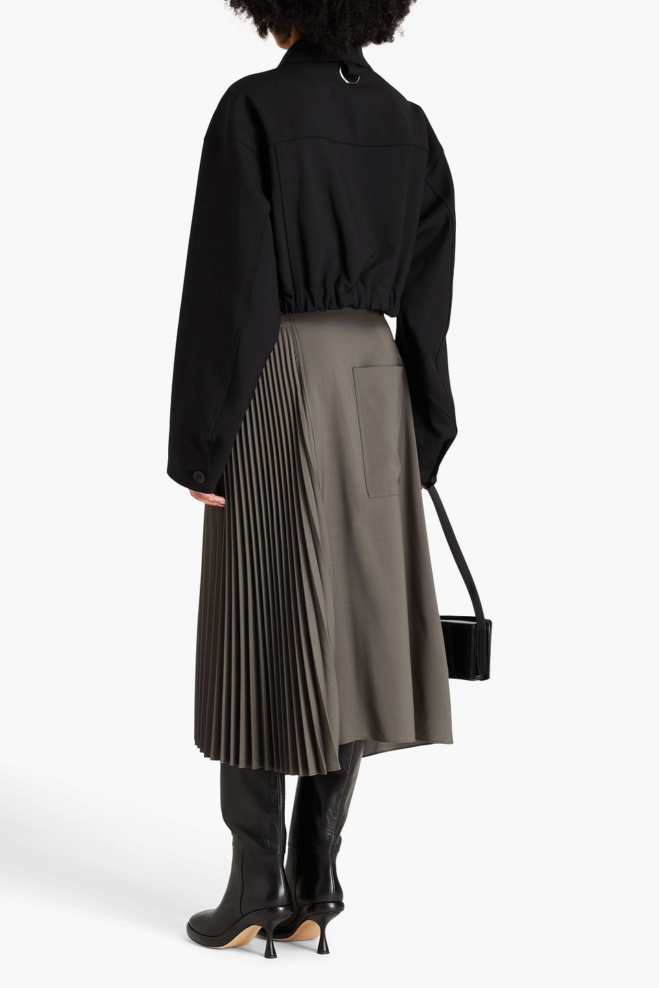  Tibi - Cropped Twill Jacket - Black - Xl 