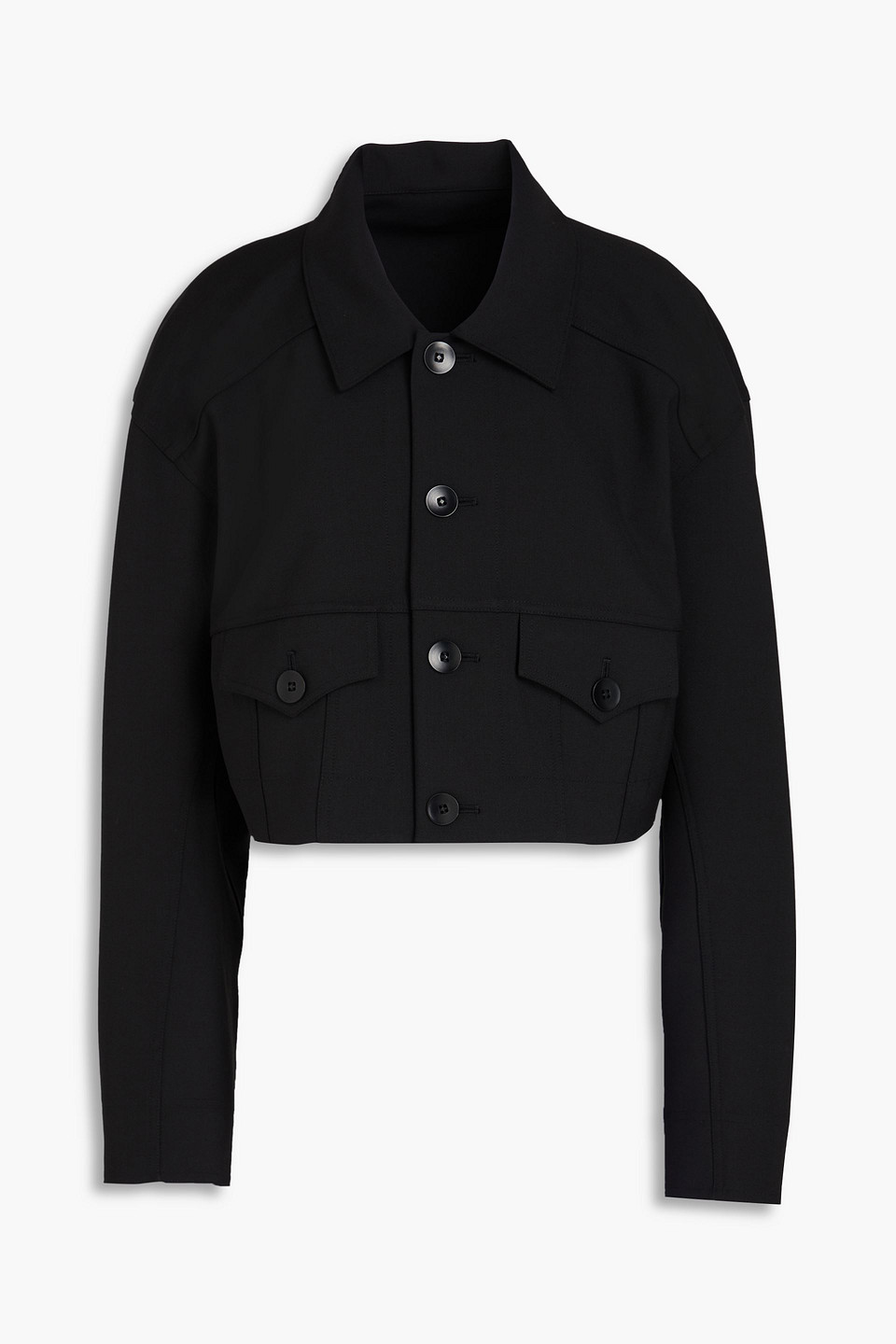 Tibi Cropped Twill Jacket In Black