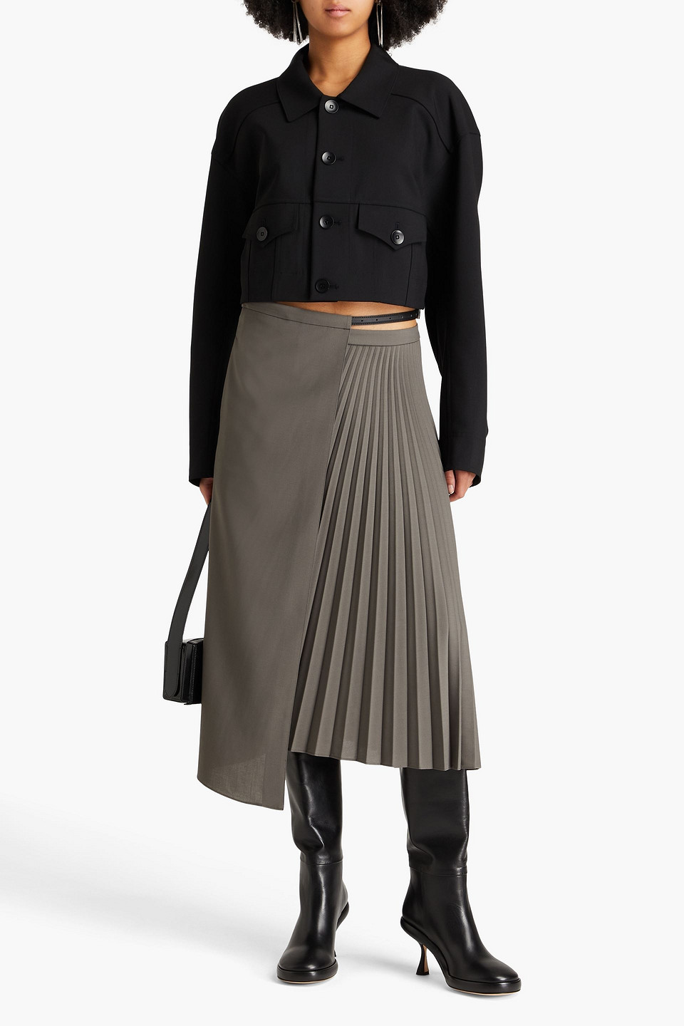  Tibi - Cropped Twill Jacket - Black - Xl 