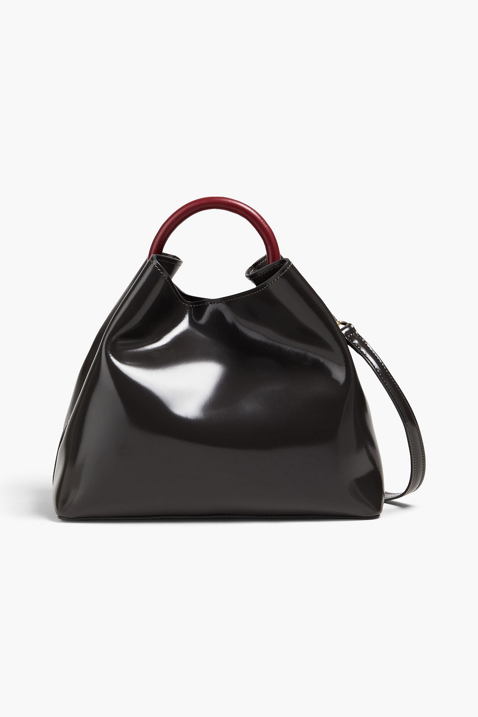 Elleme Raisin Two-tone Glossed-leather Tote In Black