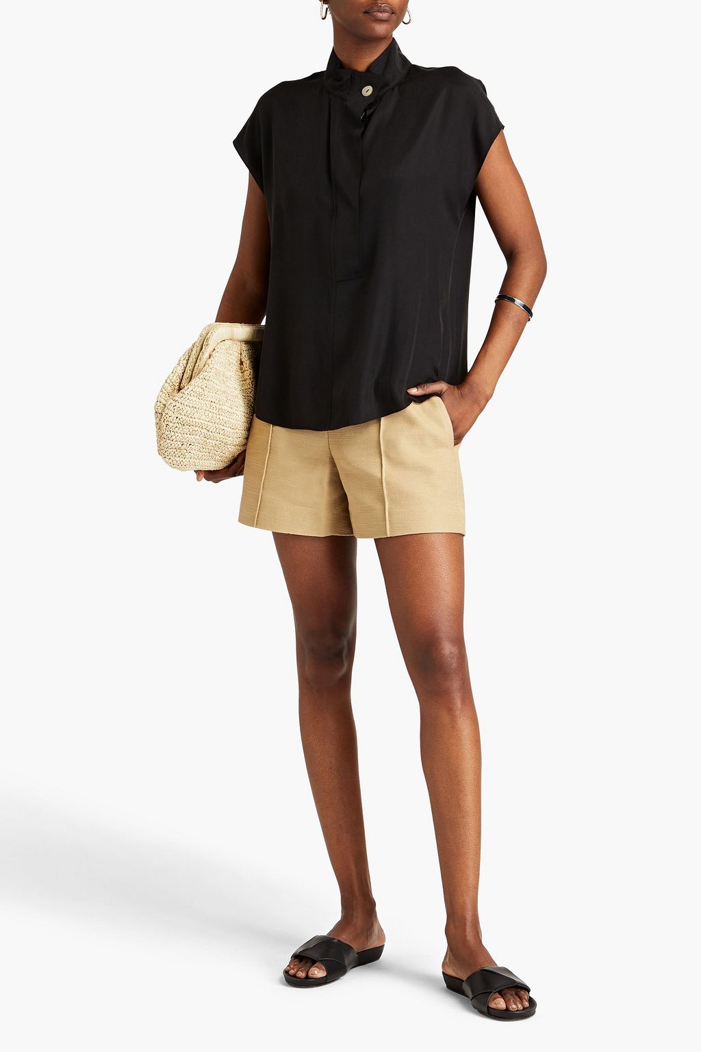 VINCE. Silk-blend twill top