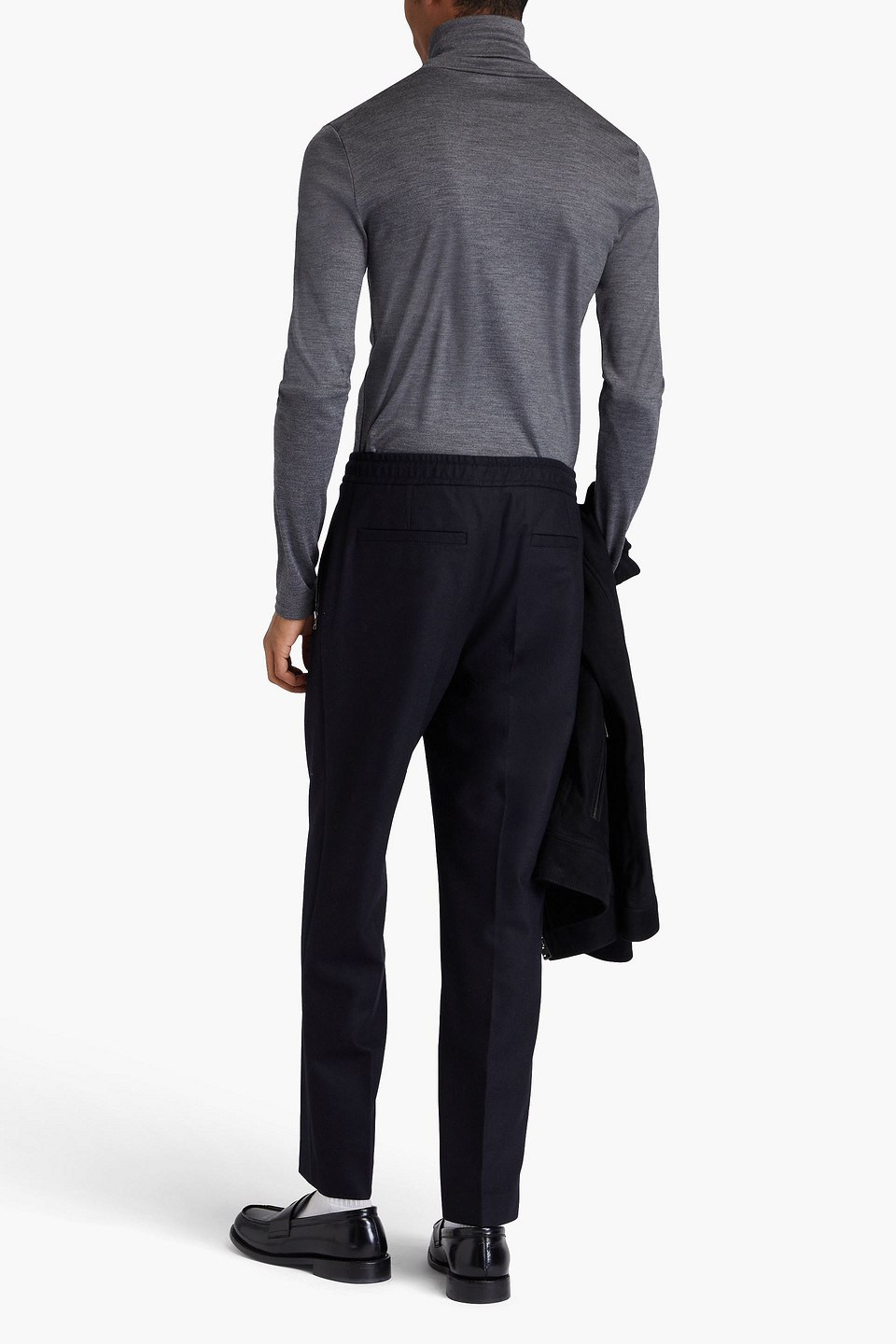 Frame Wool-blend Drawstring Pants In Marineblau