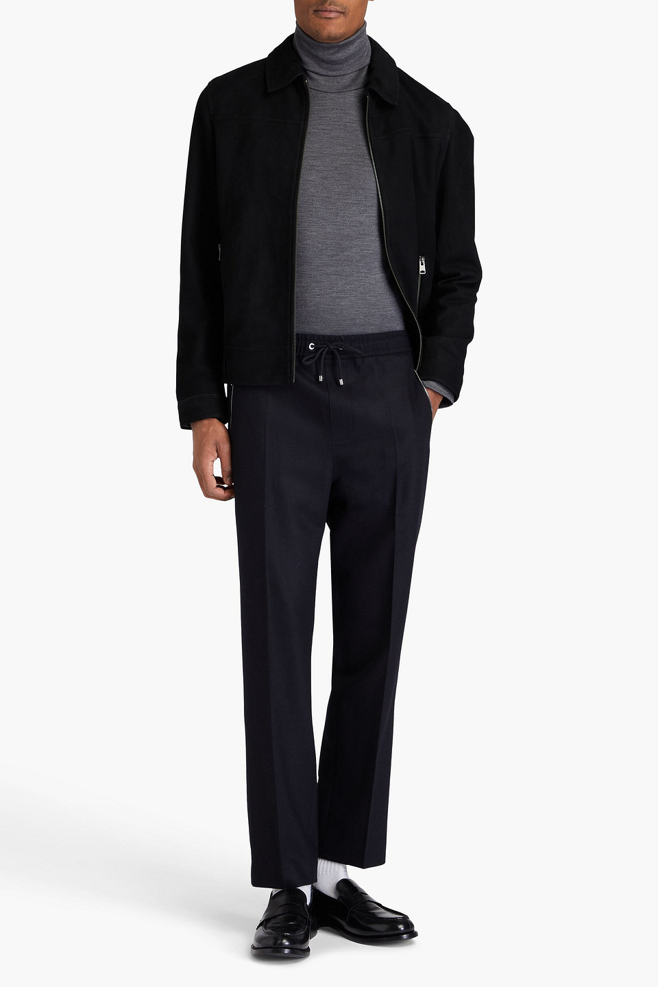Frame Wool-blend Drawstring Pants In Marineblau