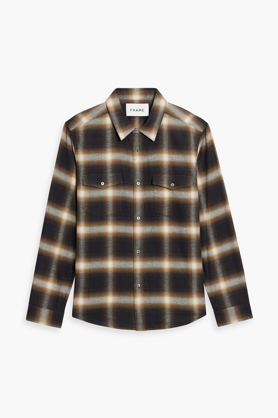 frame - checked cotton-flannel shirt - brown - s