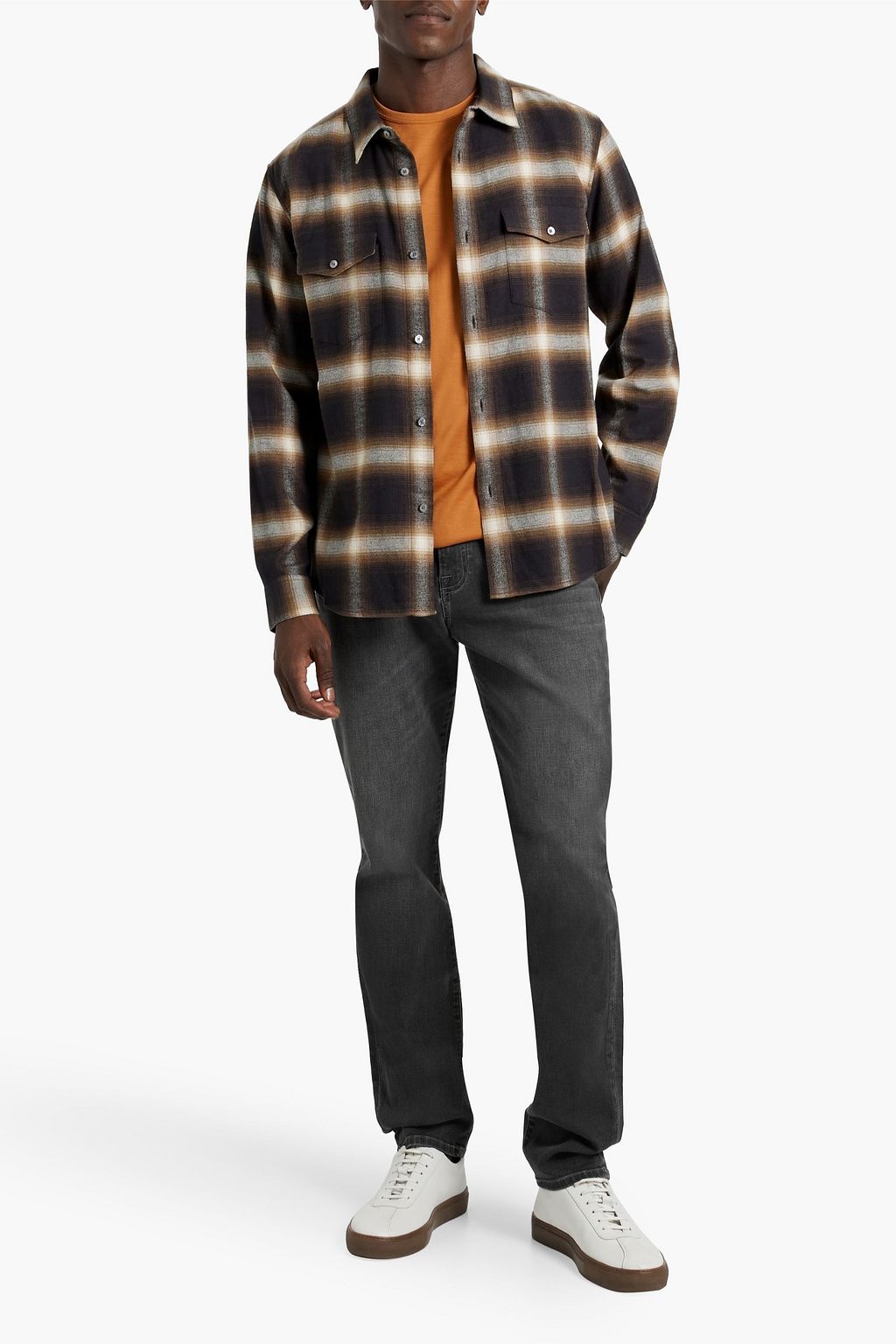 FRAME Checked cotton-flannel shirt