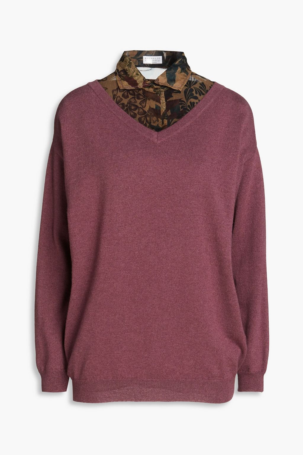 BRUNELLO CUCINELLI Embellished floral-print crepon and cashmere sweater |  Sale up to 70% off | THE OUTNET
