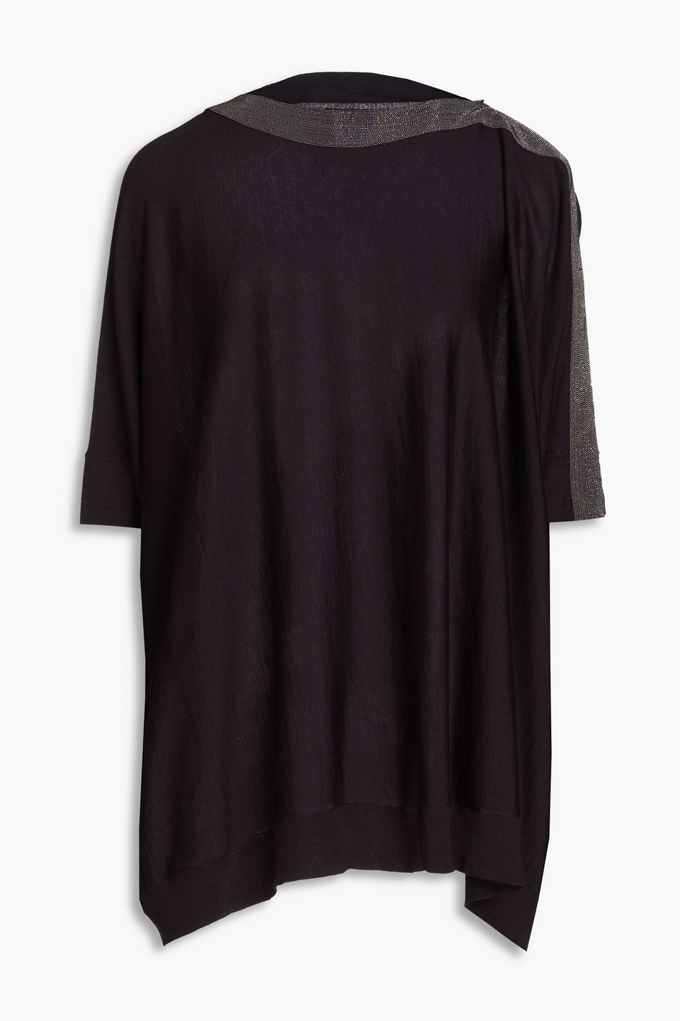 Brunello Cucinelli - Bead-embellished cashmere and silk-blend sweater - Purple - M