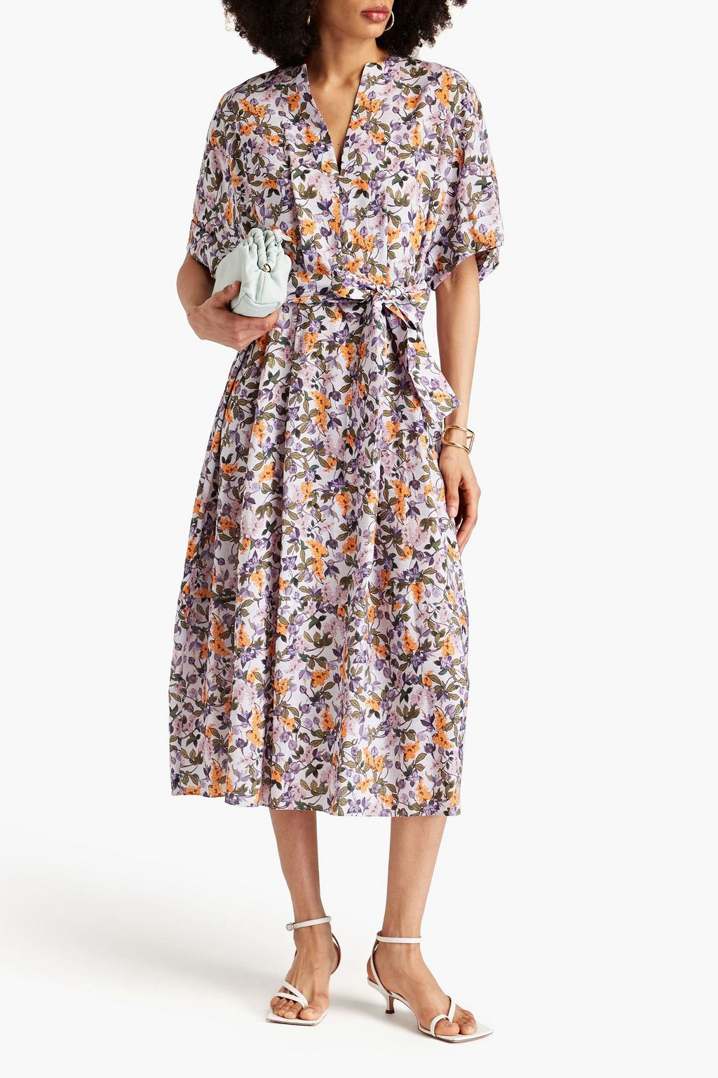 VINCE. Floral-print poplin midi dress | THE OUTNET