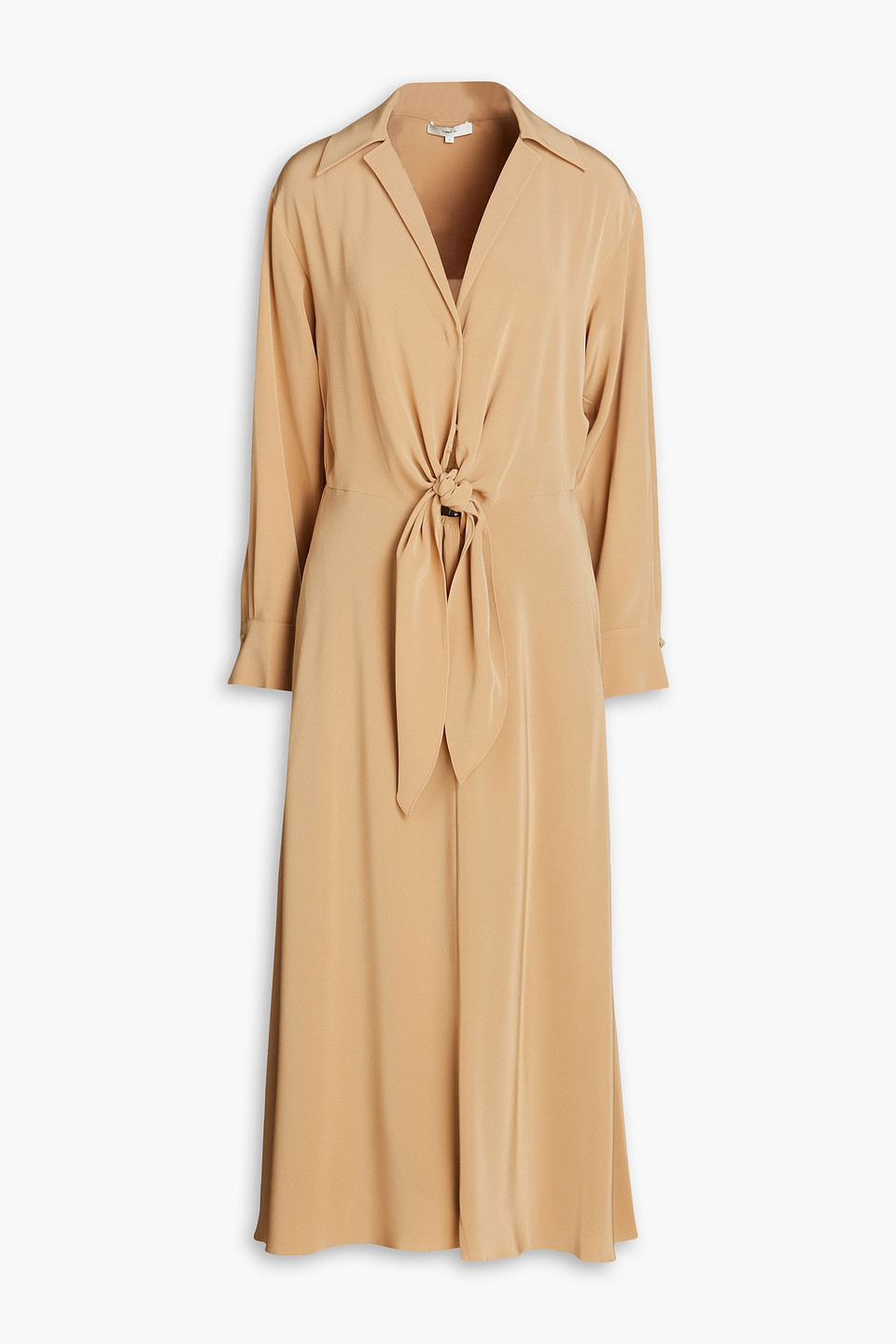 Vince Knotted Cady Midi Dress In Sand