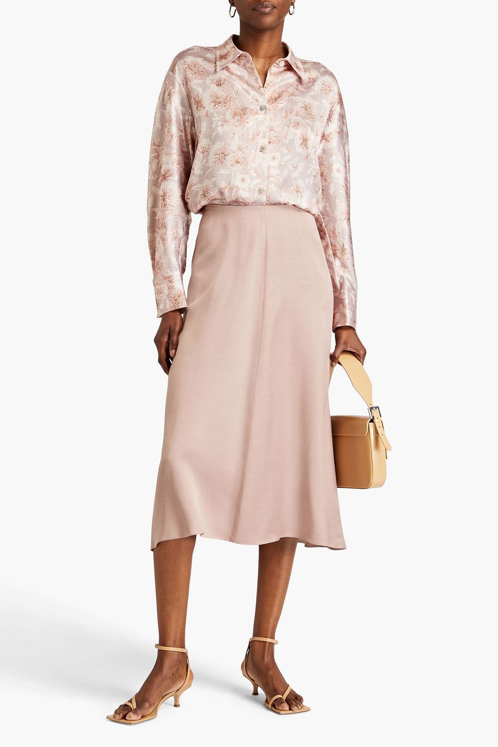 VINCE. Satin midi skirt