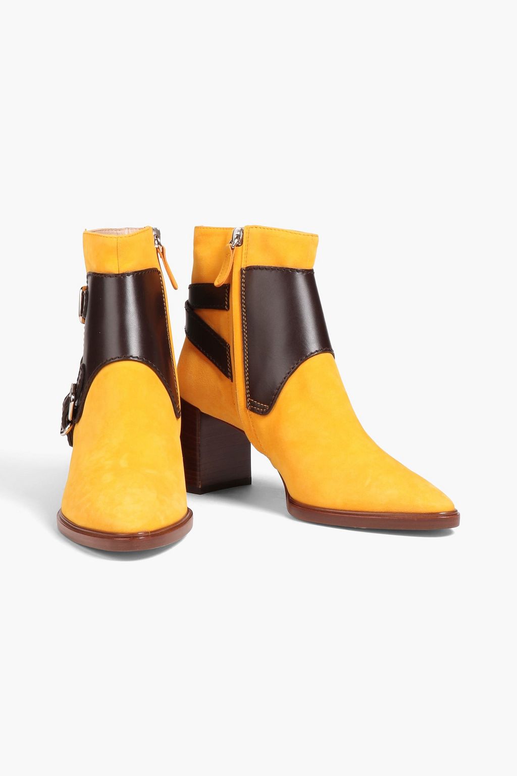 TOD'S Two-tone leather and suede ankle boots