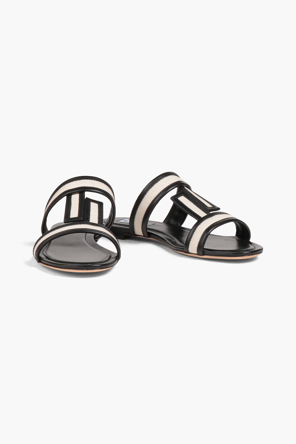 TOD'S Leather and canvas sandals