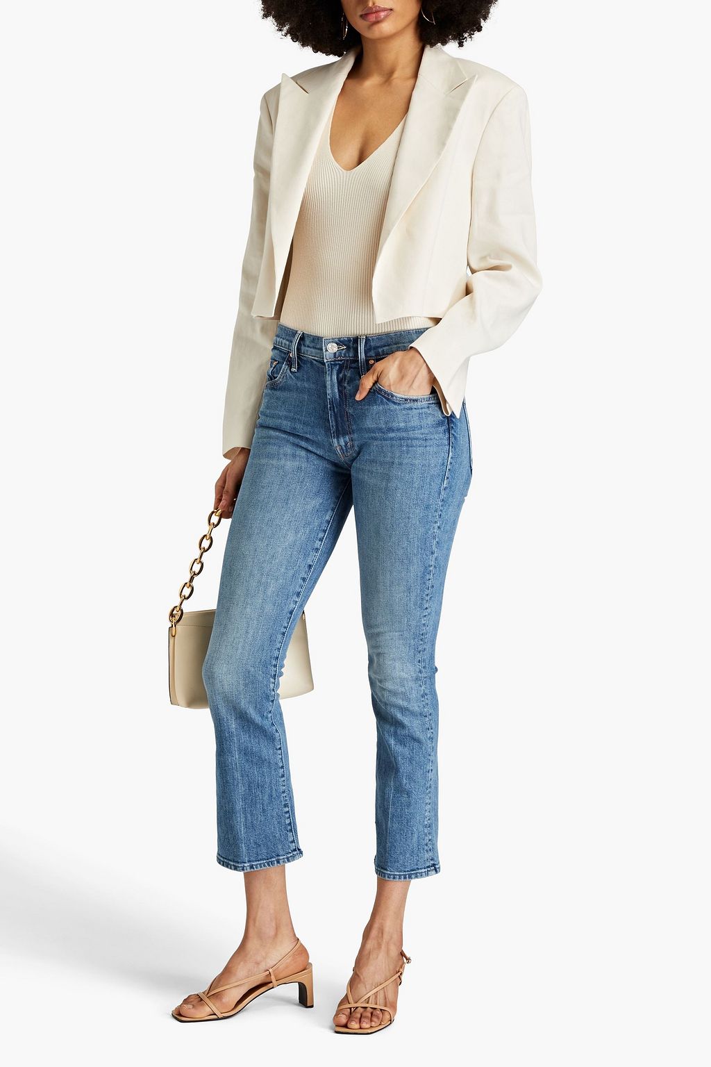 MOTHER Insider Ankle cropped high-rise bootcut jeans