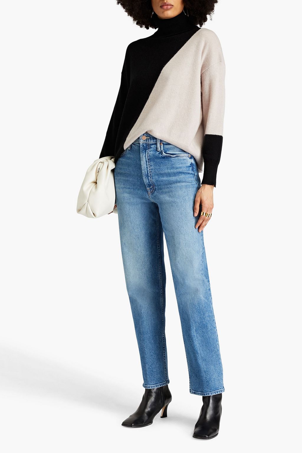 MOTHER Study Hover faded high-rise straight-leg jeans