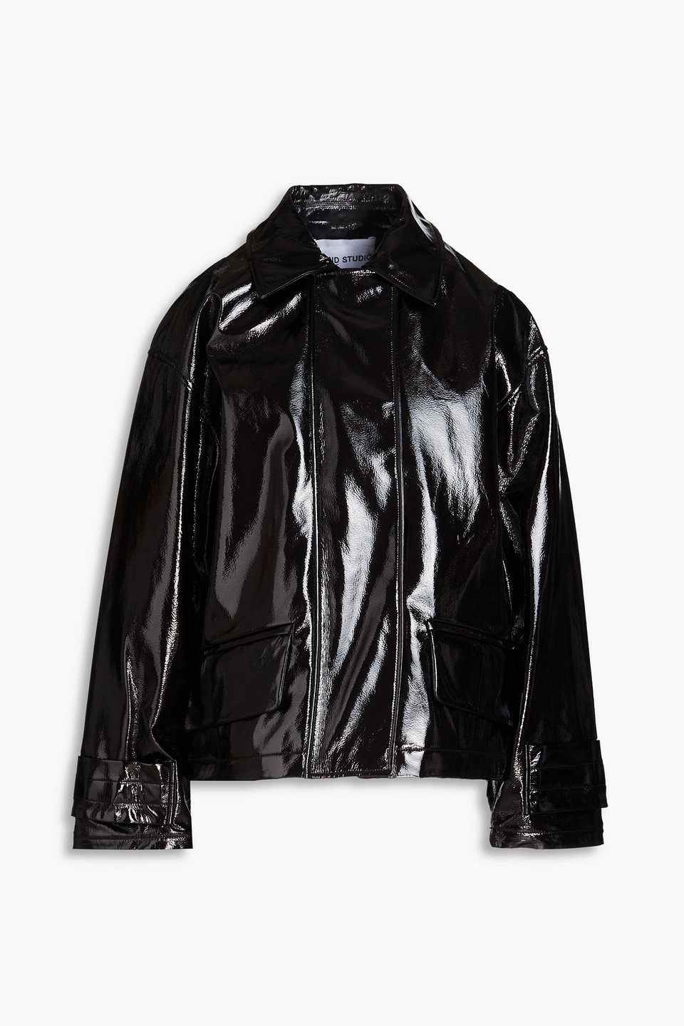 Shop Stand Studio Constance Faux Patent-leather Jacket In Black