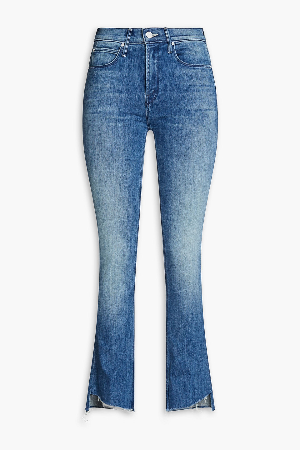 Mother The Runway Step Faded High-rise Bootcut Jeans In Blue
